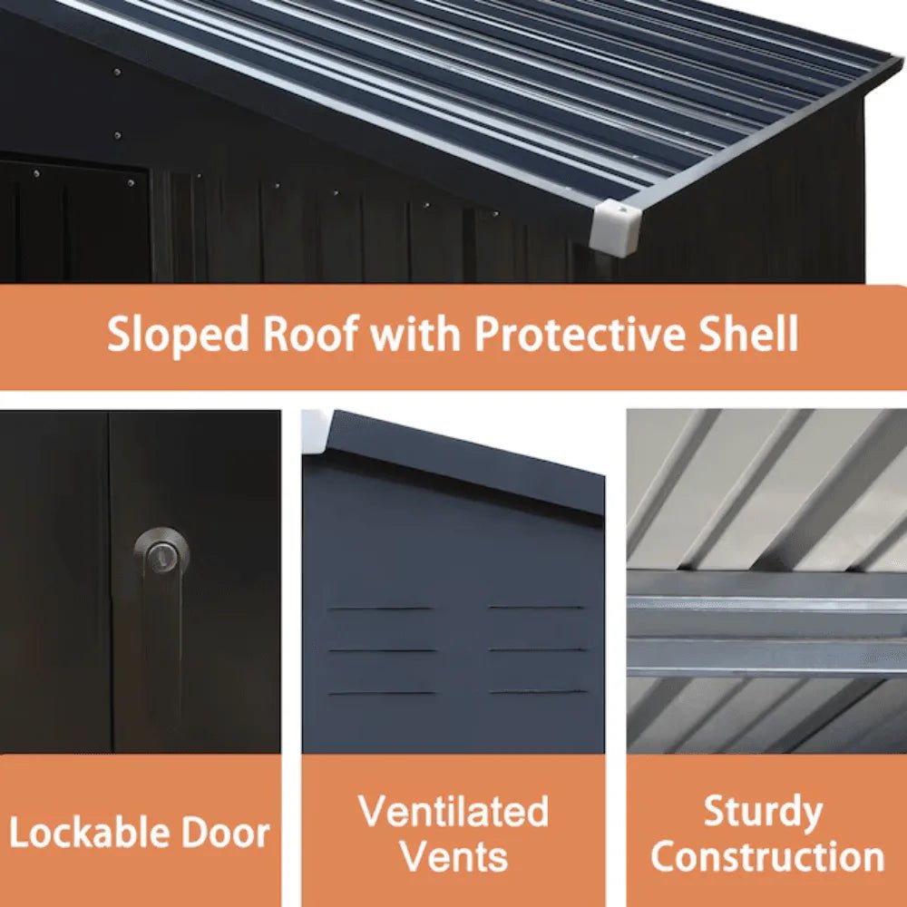 Veikous 10 ft. x 12 ft. Outdoor Metal Storage Shed with Lockable Door and Vents, Gray - Prioka