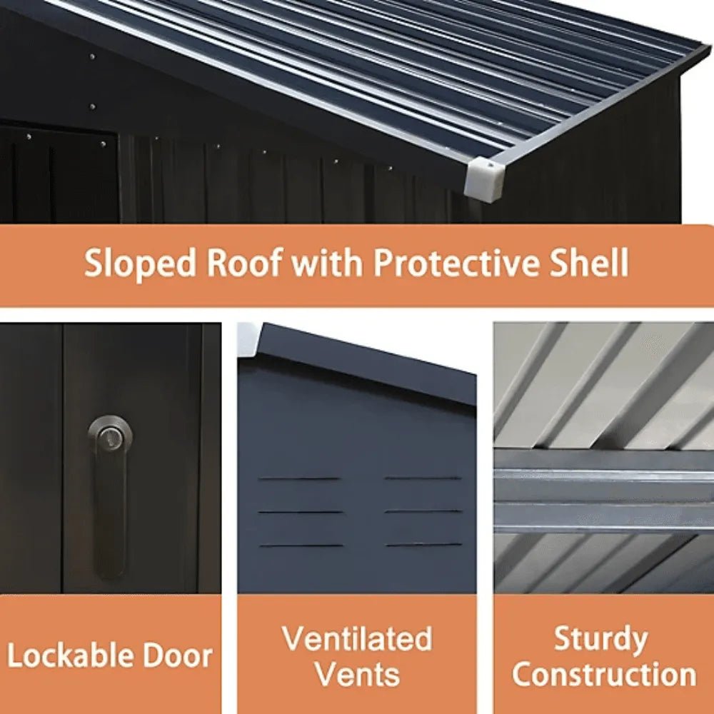 Veikous 8 x 12 Foot Outdoor Storage Shed with Lockable Door and Vents - Prioka