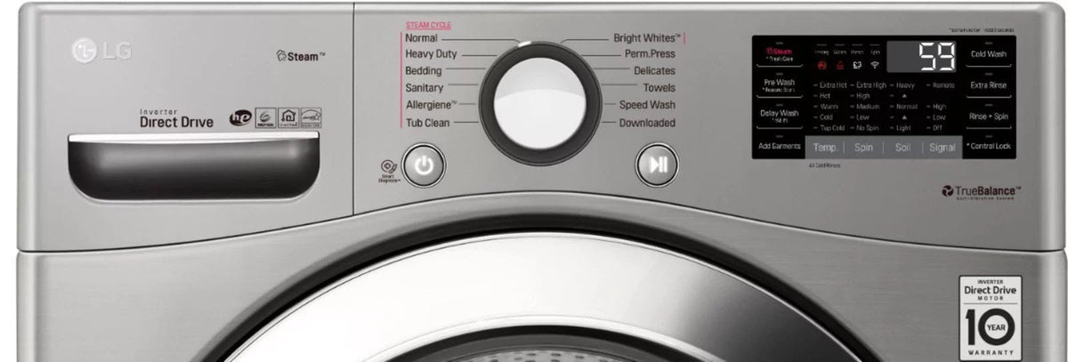 LG – 4.5 Cu. Ft. High-Efficiency Stackable Smart Front Load Washer with Steam and 6Motion Technology – Graphite steel