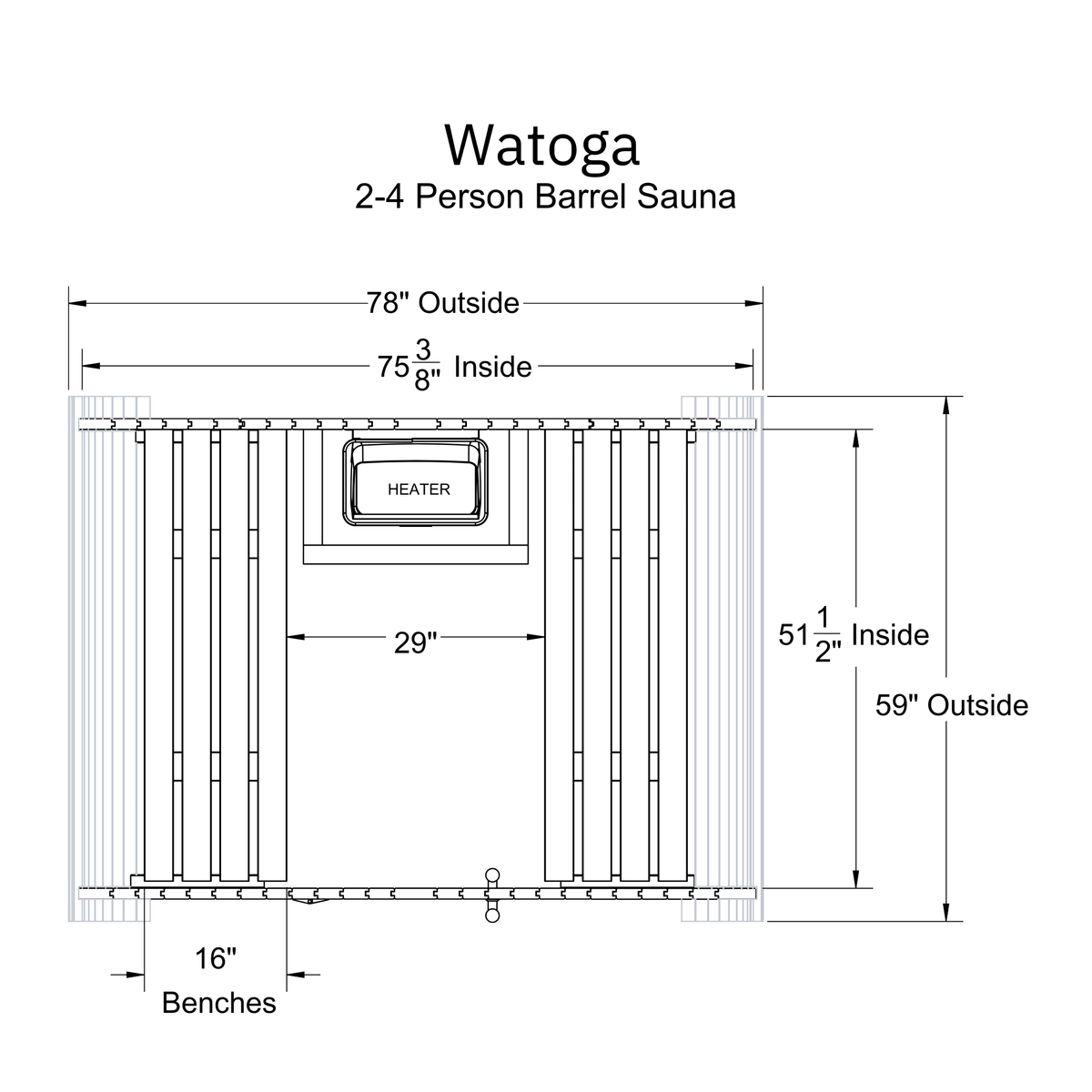 Watoga 2-4 Person Barrel Sauna - Prioka