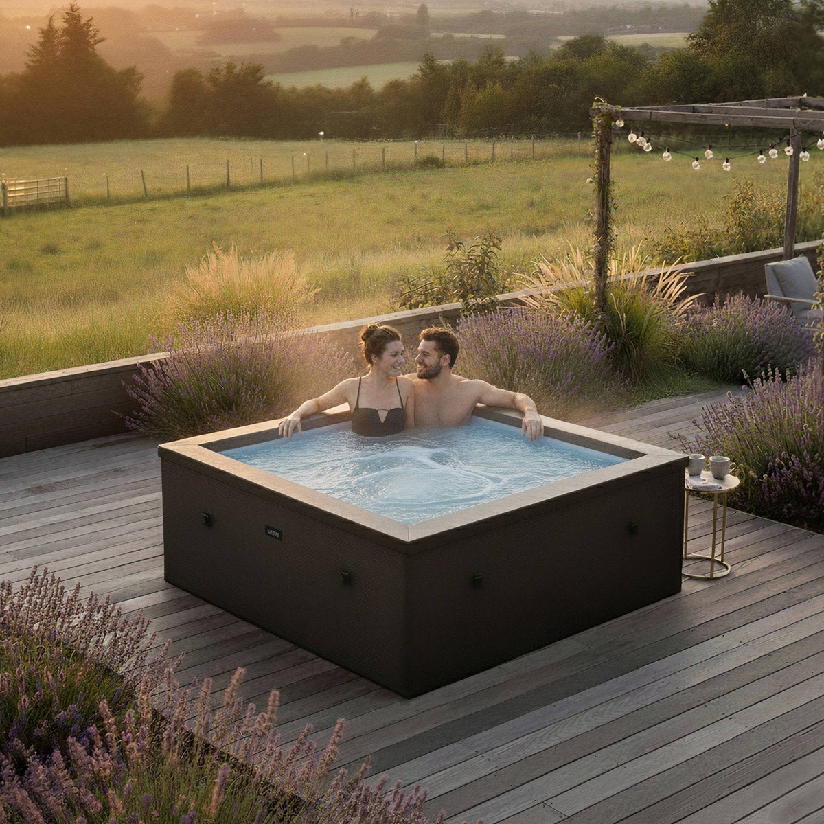 Wave Garda | 4-Person Eco Foam Hot Tub | Integrated Heater | Charcoal Black - Prioka