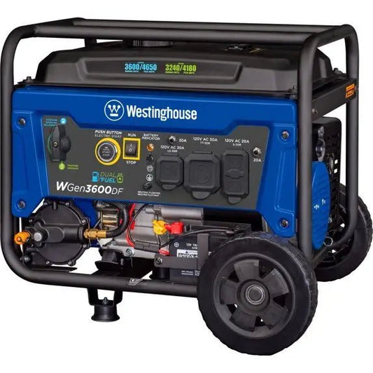 Westinghouse 4650 Peak Watt Dual Fuel Portable Generator, Remote Electric Start, RV Ready Outlets. - Prioka