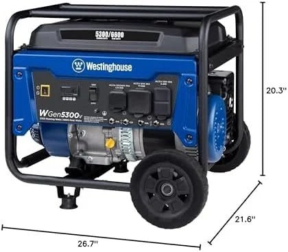 Westinghouse 6600 Peak Watt Home Backup Portable Generator, Transfer Switch Ready 30A Outlet, RV Ready 30A Outlets. - Prioka