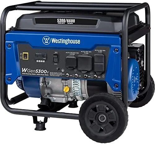 Westinghouse 6600 Peak Watt Home Backup Portable Generator, Transfer Switch Ready 30A Outlet, RV Ready 30A Outlets. - Prioka