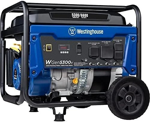 Westinghouse 6600 Peak Watt Home Backup Portable Generator, Transfer Switch Ready 30A Outlet, RV Ready 30A Outlets. - Prioka