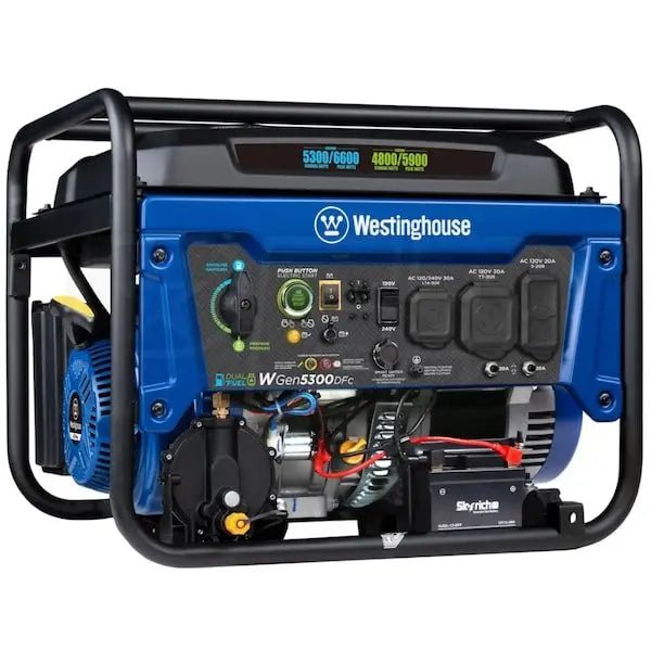 Westinghouse WGen5300DFc – 5300 Watt Electric Start Dual-Fuel Portable Generators w/ Wireless Remotes Start, RV Outlet & CO Sensor (49-State) - Prioka