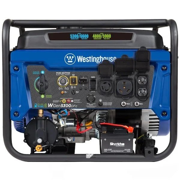Westinghouse WGen5300DFc – 5300 Watt Electric Start Dual-Fuel Portables Generators w/ Wireless Remote Start, RV Outlet & CO Sensor (49-State) - Prioka