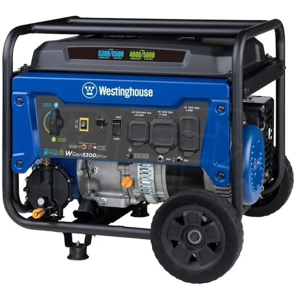 Westinghouse WGen5300DFcv – 5300 Watt Dual-Fuels Portable Generators w/ RV Outlet & CO Sensor (49-State) - Prioka