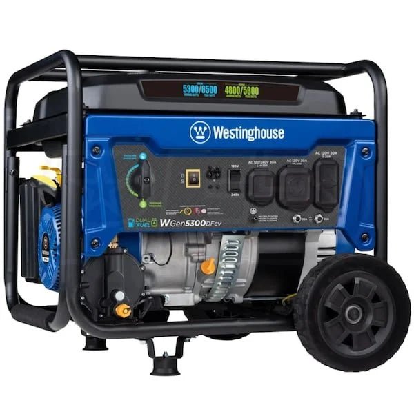 Westinghouse WGen5300DFcv – 5300 Watt Dual-Fuels Portable Generators w/ RV Outlet & CO Sensor (49-State) - Prioka