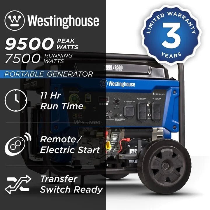 Westinghouse WGen7500c 9500 Peak Watt Portable Generators. - Prioka