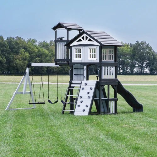 Whispering Point Outdoor Wooden Swing Set with Shipping Assembly Included - Prioka