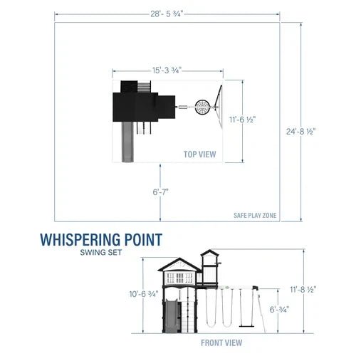Whispering Point Outdoor Wooden Swing Set with Shipping Assembly Included - Prioka