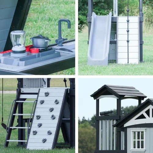 Whispering Point Outdoor Wooden Swing Set with Shipping Assembly Included - Prioka