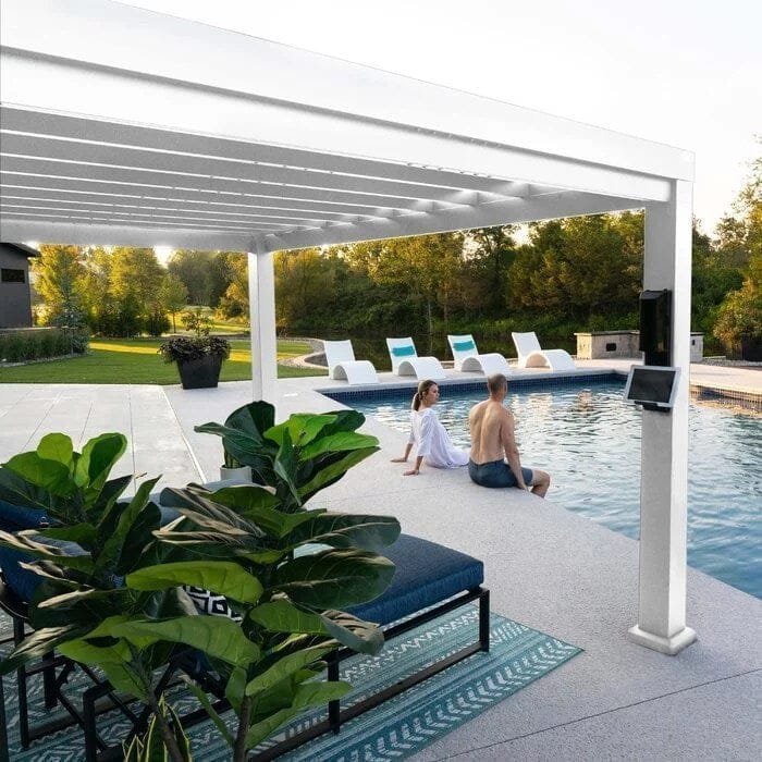 Windham 12 Ft. W x 10 Ft. D Steel Pergola with Canopy - Prioka