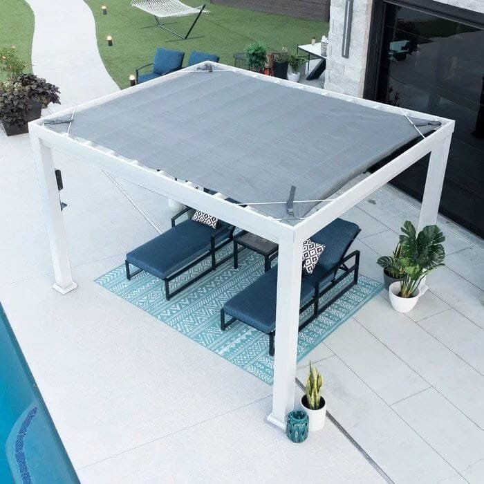 Windham 12 Ft. W x 10 Ft. D Steel Pergola with Canopy - Prioka