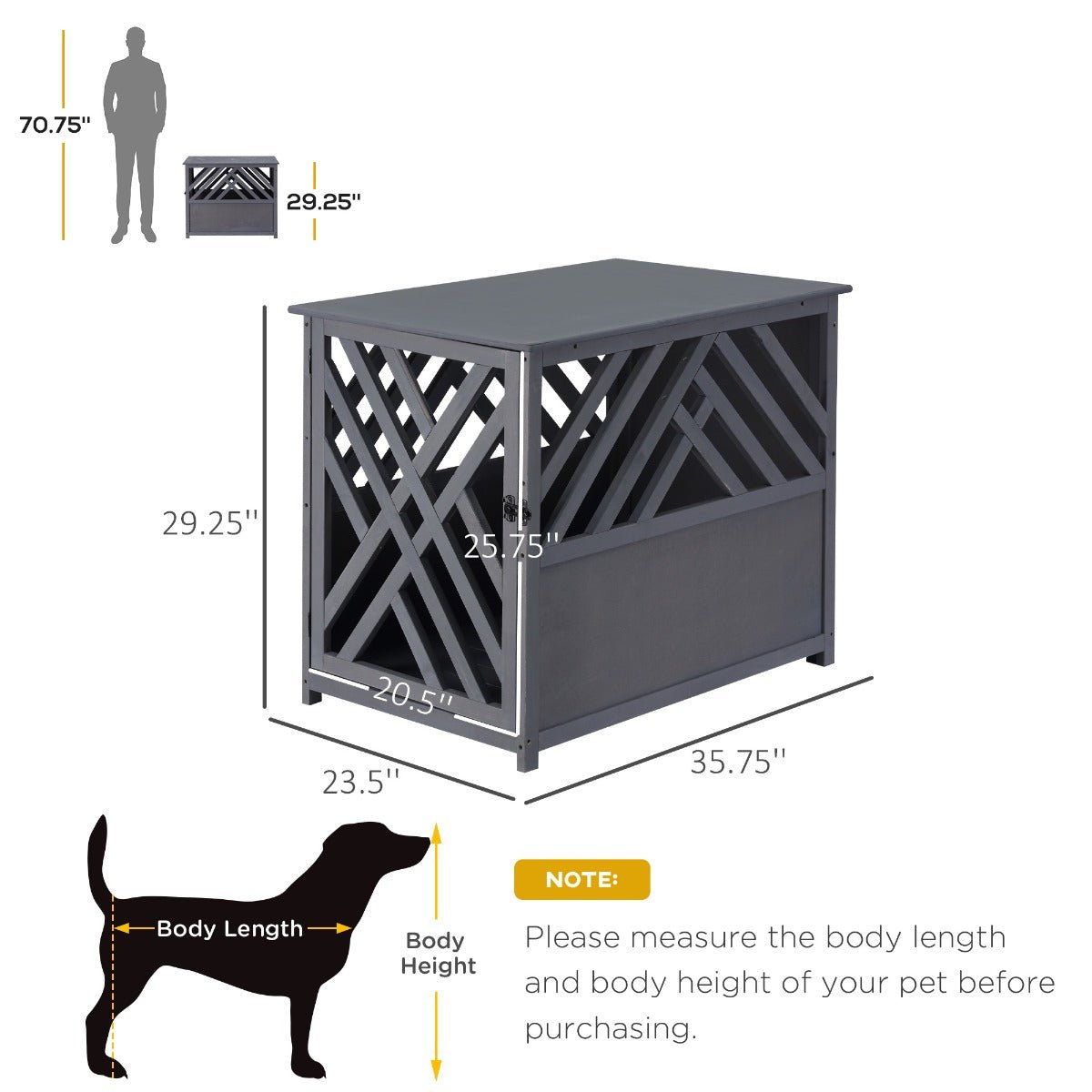 Wood Dog Crate Small Dog Cage Furniture Style Dog Kennel Lattice for Indoor Use with a Unique Slant Aesthetic Design - Prioka