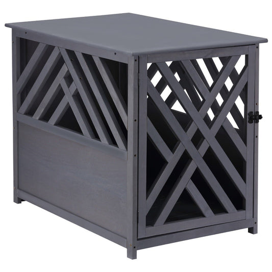 Wood Dog Crate Small Dog Cage Furniture Style Dog Kennel Lattice for Indoor Use with a Unique Slant Aesthetic Design - Prioka