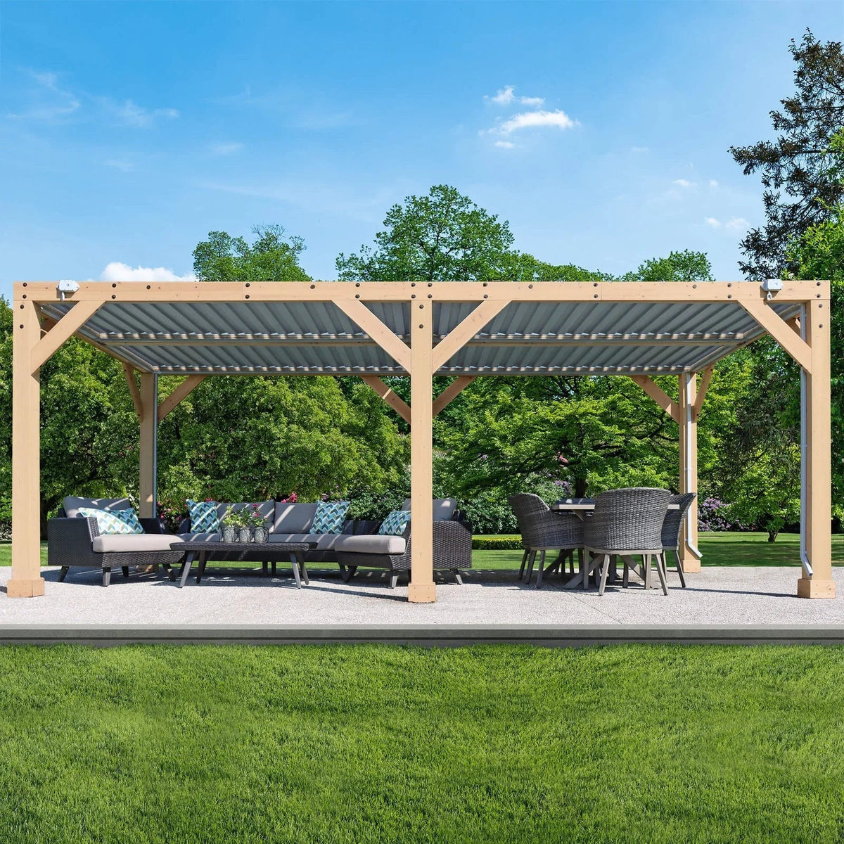Yardistry 10×20 ft Natural Cedar Wooden Louvered Pergola - Prioka