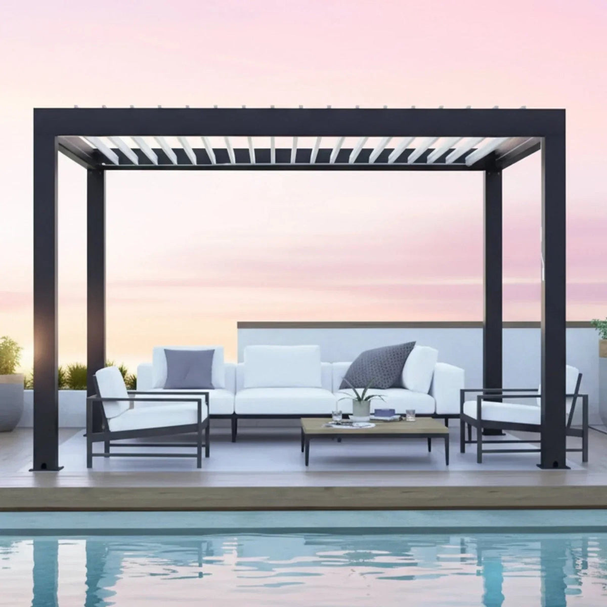 Yardistry Aluminum Louvered Pergola 12×12 ft - Prioka