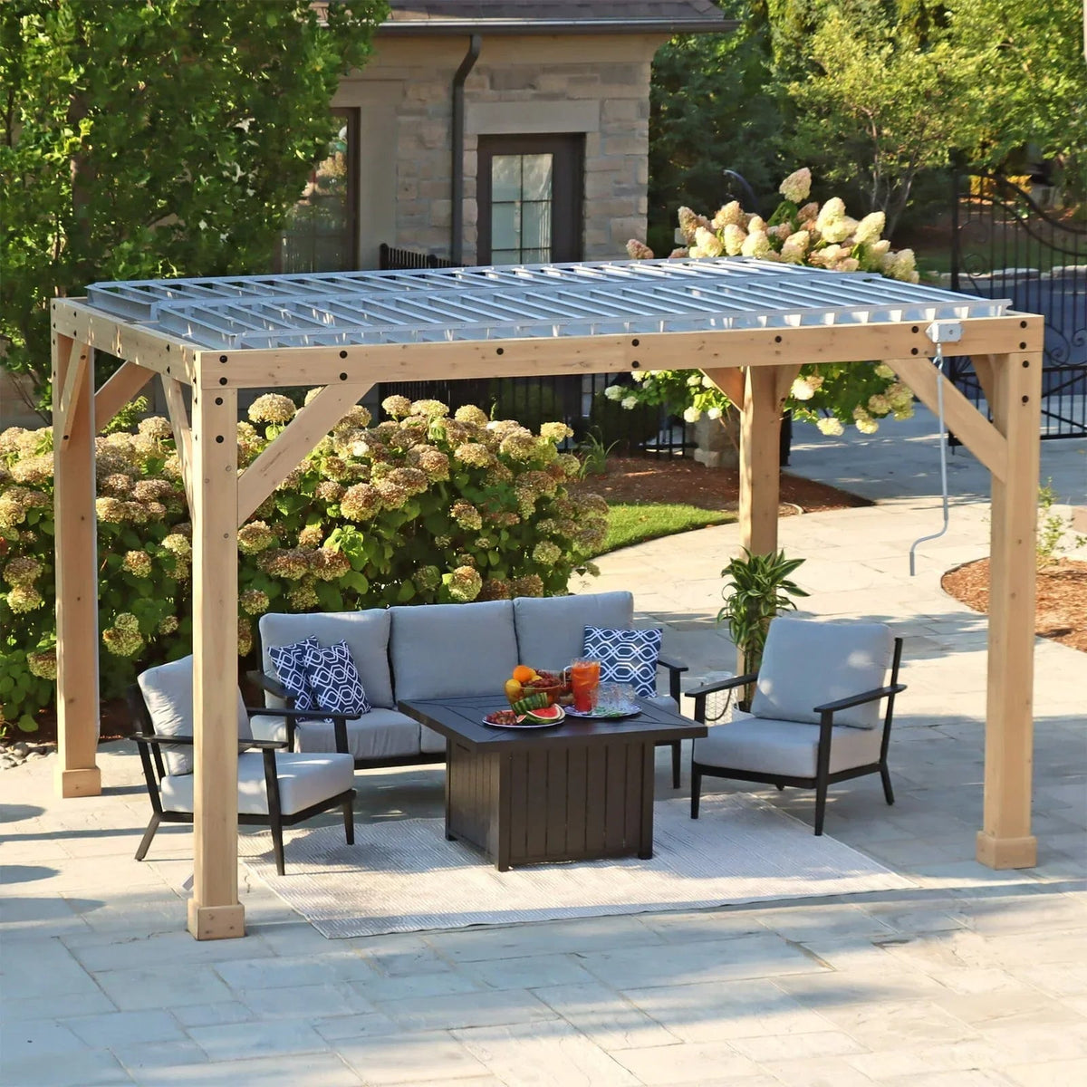 Yardistry Structures 10×12 Ft Cedar Wood Louvered Pergola, Natural Cedar - Prioka