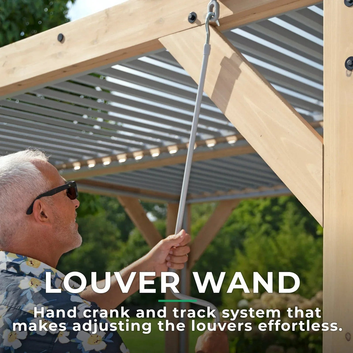 Yardistry Structures 10×12 Ft Cedar Wood Louvered Pergola, Natural Cedar - Prioka