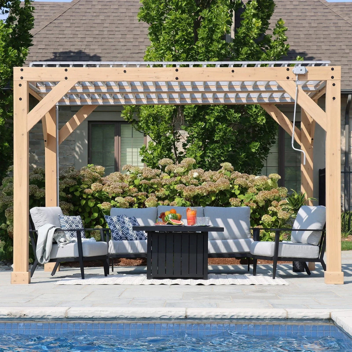 Yardistry Structures 10×12 Ft Cedar Wood Louvered Pergola, Natural Cedar - Prioka