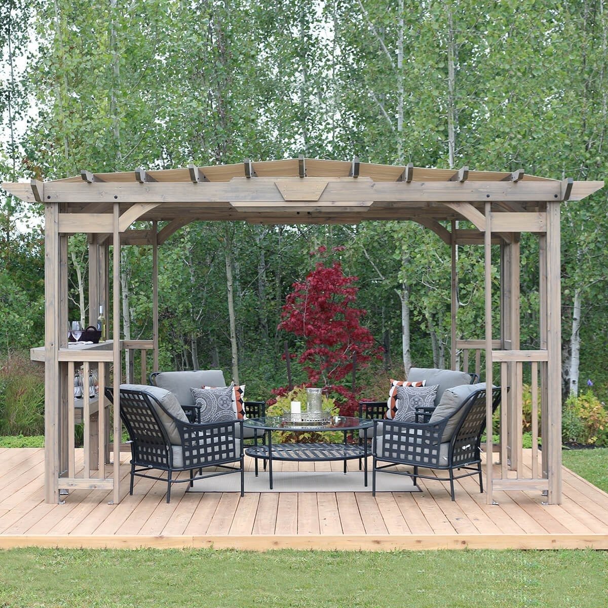 Yardistry Structures 10×14 Madison Cedar Pergola Timber Gray - Prioka