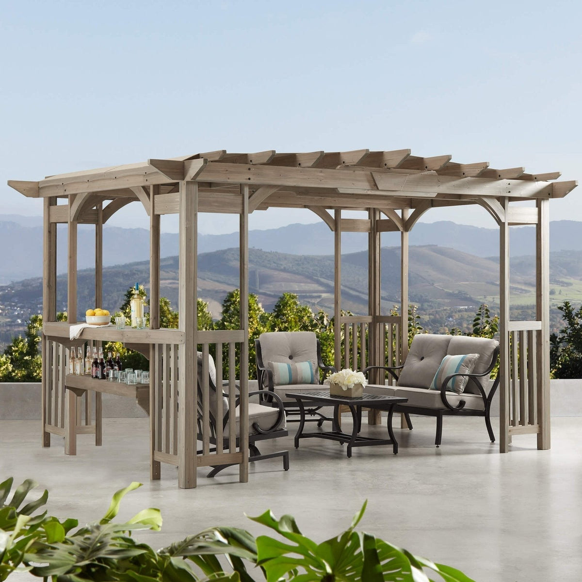 Yardistry Structures 10×14 Madison Cedar Pergola Timber Gray - Prioka