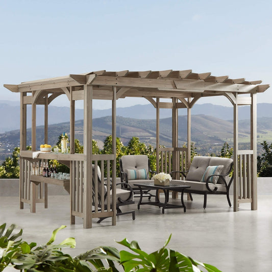 Yardistry Structures 10×14 Madison Cedar Pergola Timber Gray - Prioka