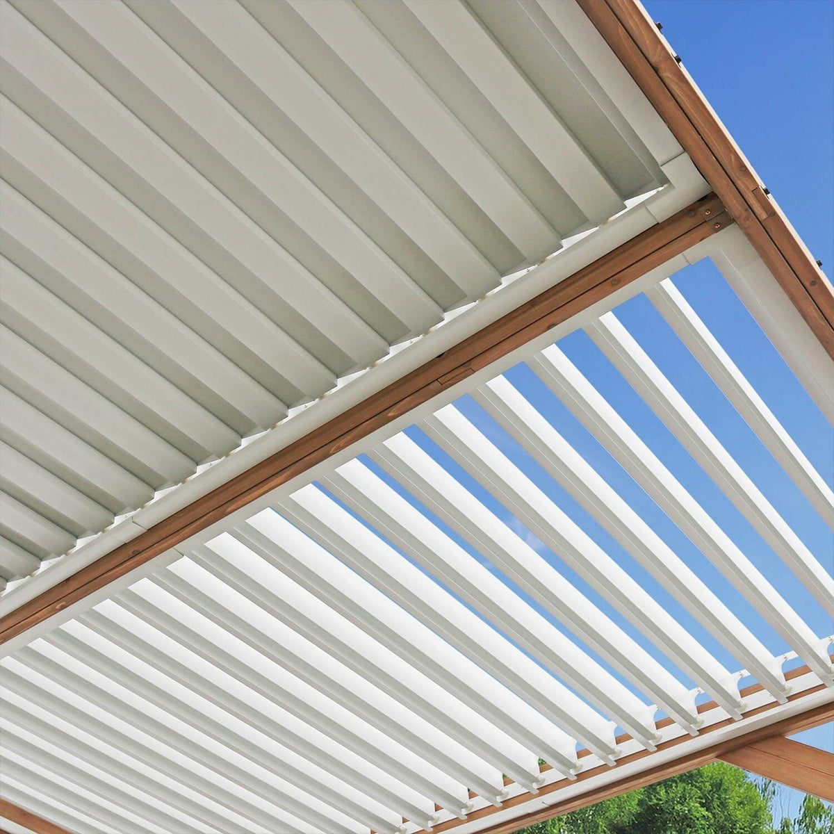 Yardistry Structures 13 x 11 ft Cedar Louvered Roof Pergola - Prioka