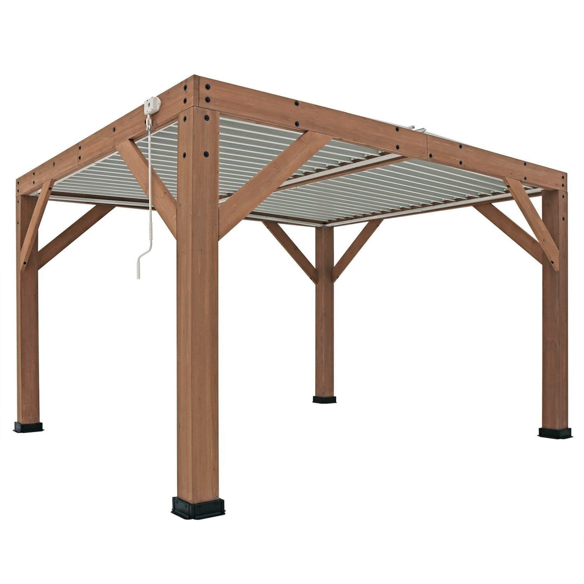 Yardistry Structures 13 x 11 ft Cedar Louvered Roof Pergola - Prioka