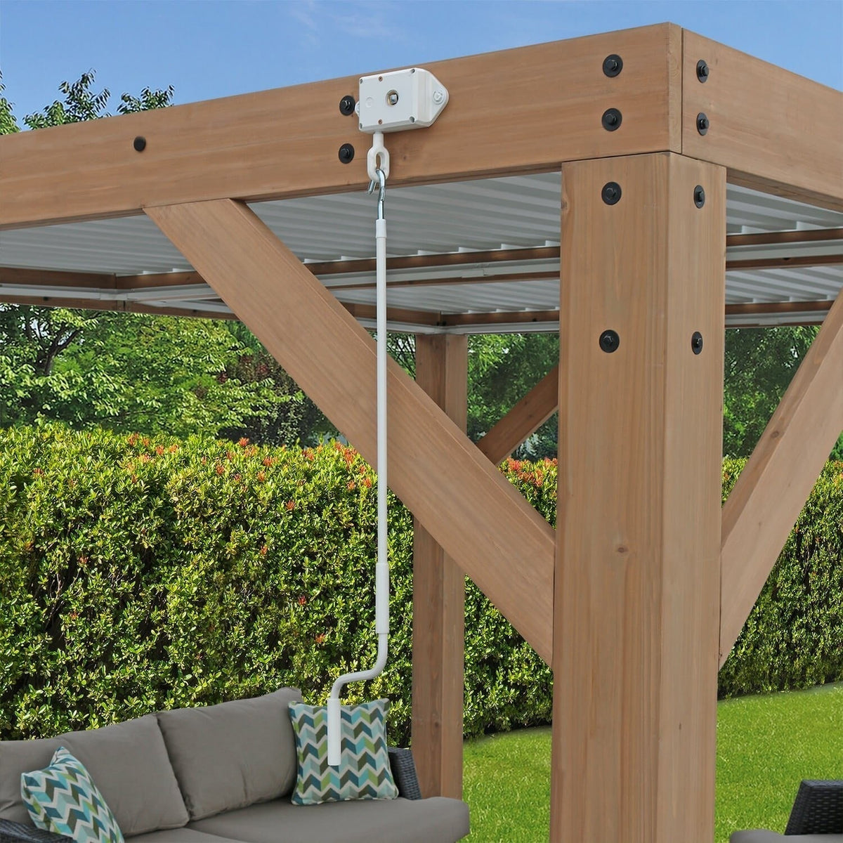 Yardistry Structures 13 x 11 ft Cedar Louvered Roof Pergola - Prioka