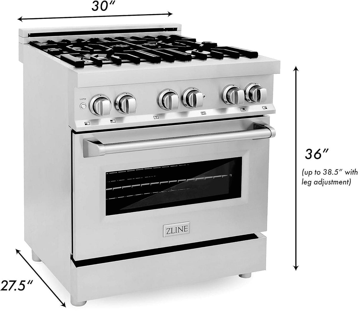 ZLINE 30-Inch Legacy Dual Fuel Range with Gas Cooktop & Electric Convection Oven, Stainless Steel (RA30) - Prioka