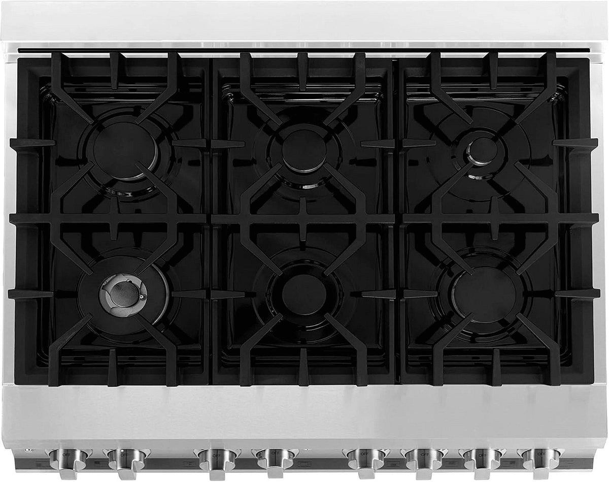 ZLINE 36 in. 4.6 cu. ft. Legacy Dual Fuel Range with 6 Burner Gas Cooktop and Electric Convection Oven in Stainless Steel (RA36) - Prioka