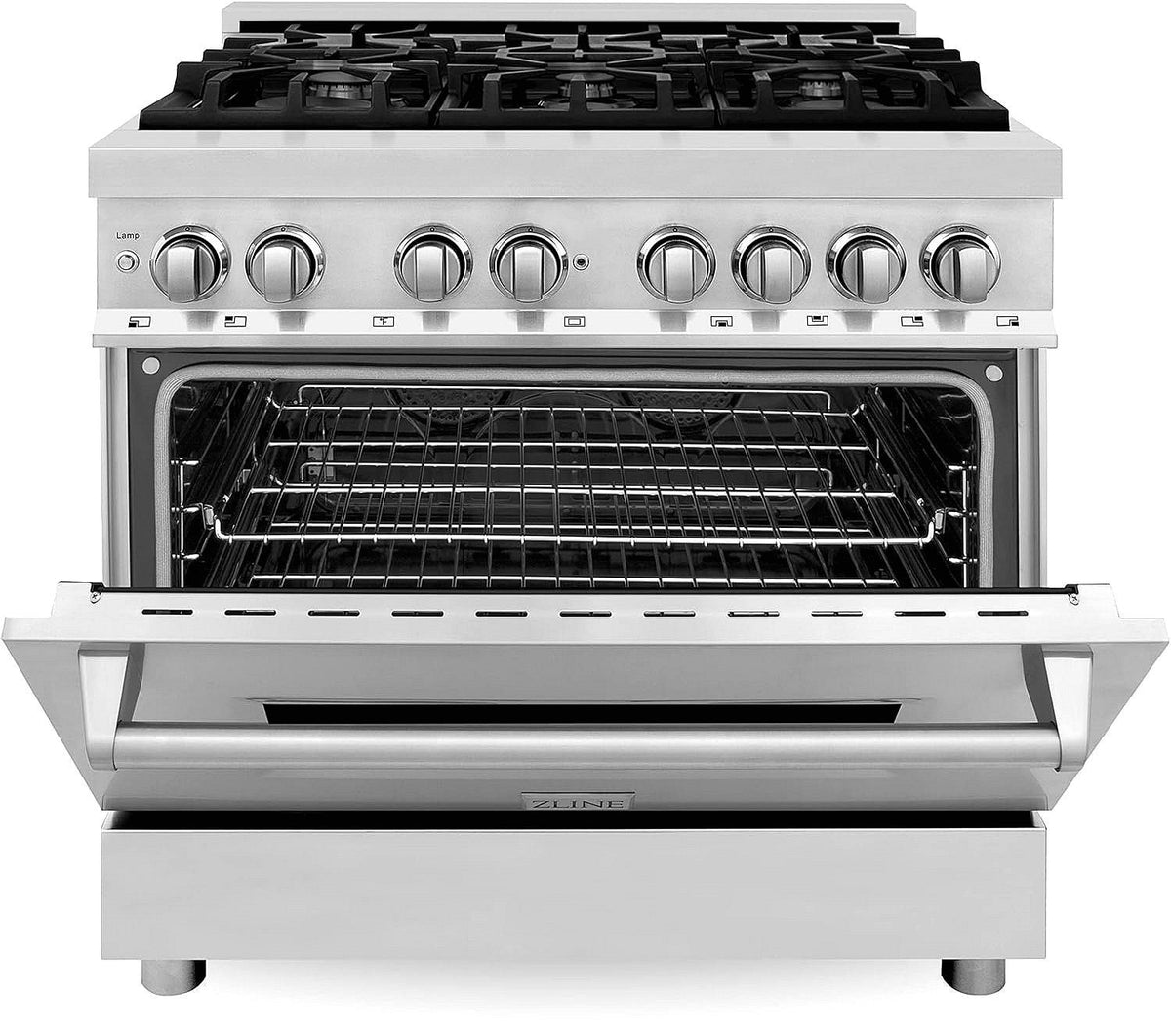 ZLINE 36 in. 4.6 cu. ft. Legacy Dual Fuel Range with 6 Burner Gas Cooktop and Electric Convection Oven in Stainless Steel (RA36) - Prioka