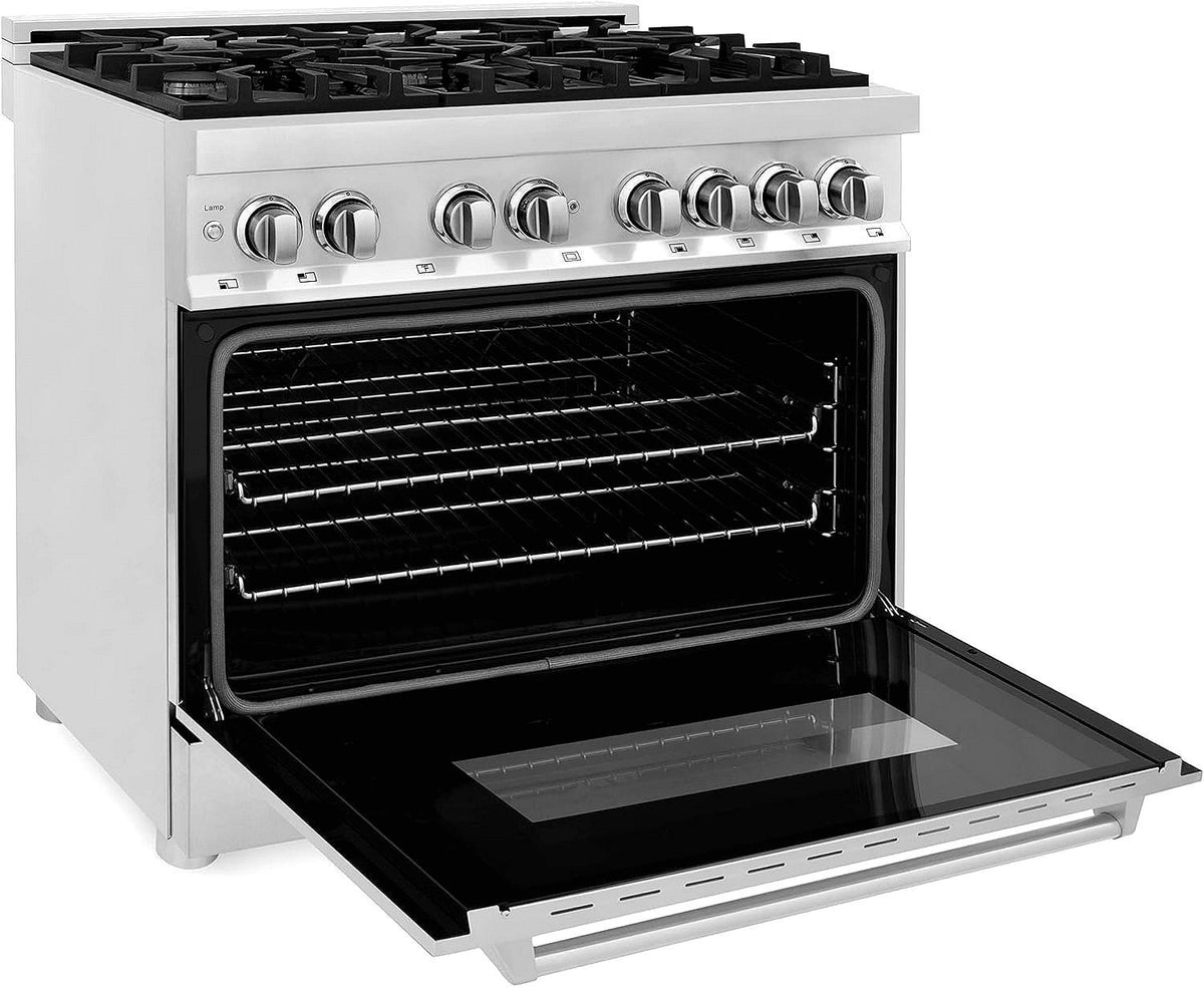 ZLINE 36 in. 4.6 cu. ft. Legacy Dual Fuel Range with 6 Burner Gas Cooktop and Electric Convection Oven in Stainless Steel (RA36) - Prioka