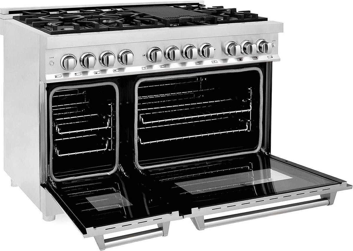 ZLINE 48-Inch Legacy Series Dual Fuel Range with 7 Burner Gas Cooktop and Electric Convection Oven, Stainless Steel (RA48) - Prioka