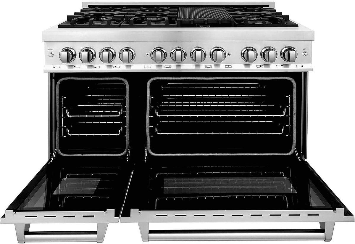 ZLINE 48-Inch Legacy Series Dual Fuel Range with 7 Burner Gas Cooktop and Electric Convection Oven, Stainless Steel (RA48) - Prioka