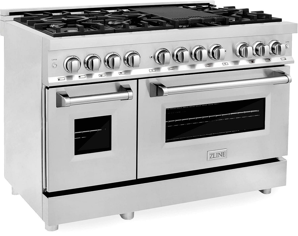 ZLINE 48-Inch Legacy Series Dual Fuel Range with 7 Burner Gas Cooktop and Electric Convection Oven, Stainless Steel (RA48) - Prioka