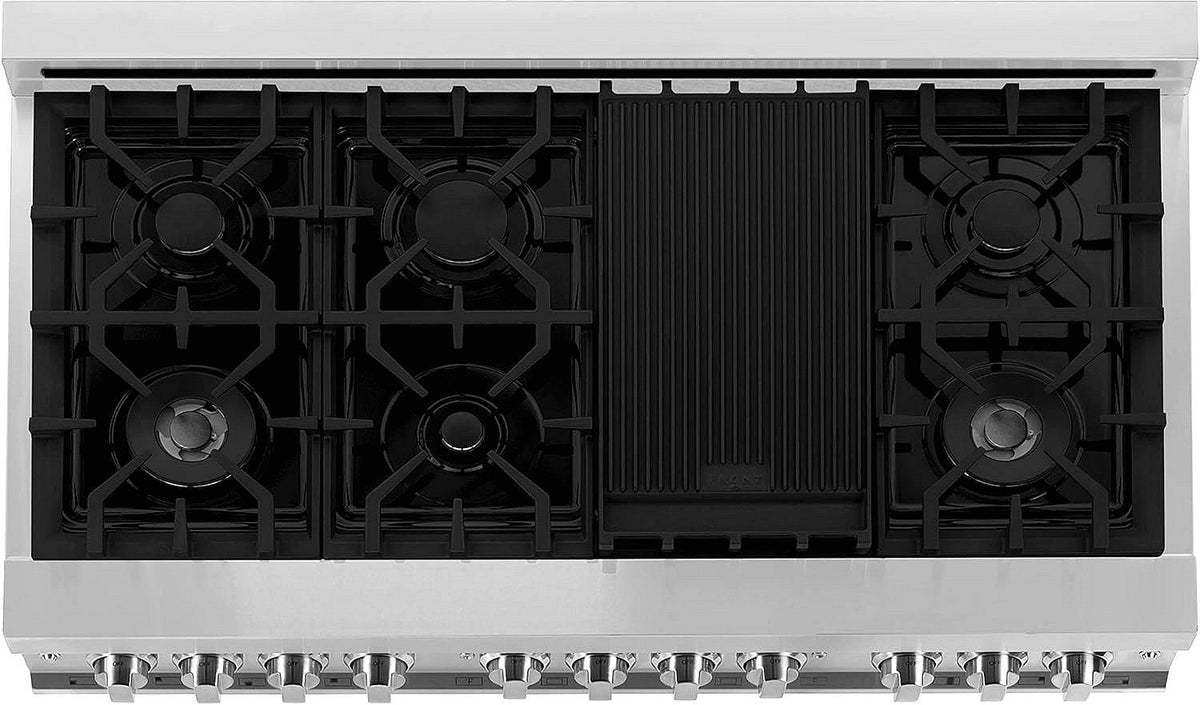 ZLINE 48-Inch Legacy Series Dual Fuel Range with 7 Burner Gas Cooktop and Electric Convection Oven, Stainless Steel (RA48) - Prioka
