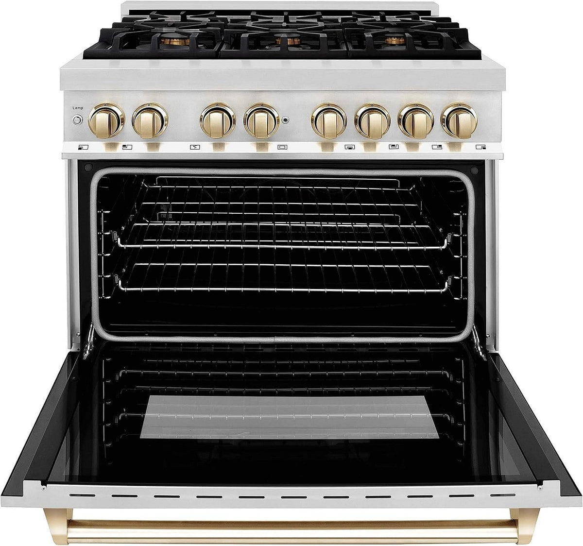 ZLINE Autograph Edition 36 Inch 4.6 Cu. Ft. Dual Fuel Range with Gold Accents, RAZ-36-G - Prioka