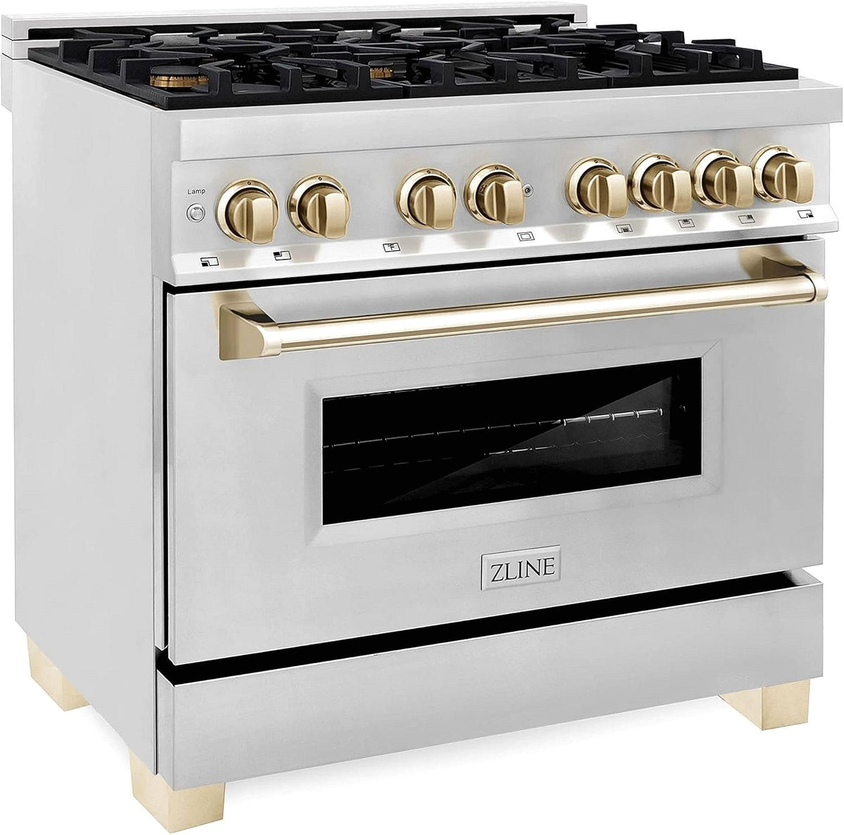 ZLINE Autograph Edition 36 Inch 4.6 Cu. Ft. Dual Fuel Range with Gold Accents, RAZ-36-G - Prioka